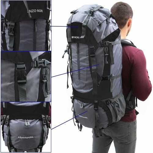 Rucsac de munte ENZO NORI model ADVENTURE 80L negru