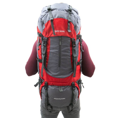 Rucsac de munte ENZO NORI model ADVENTURE 80L roșu