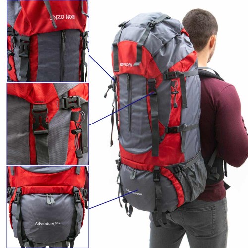 Rucsac de munte ENZO NORI model ADVENTURE 80L roșu