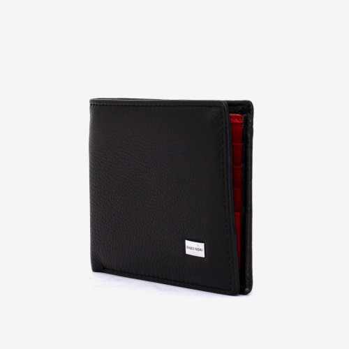 Portofel barbati ENZO NORI model DAVID din piele naturala negru-rosu