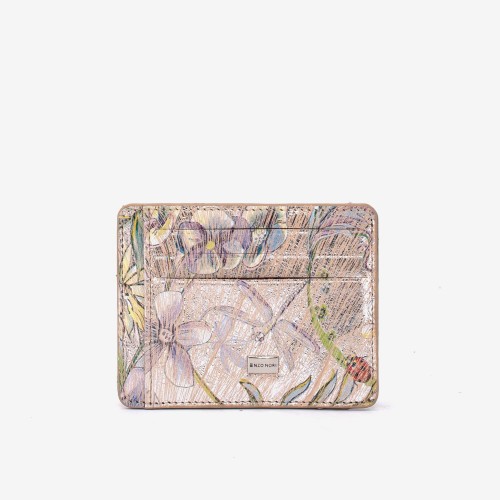 Husa documente ENZO NORI YAN piele naturala silver cu flori