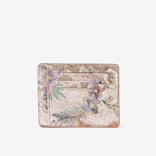 Husa documente ENZO NORI YAN piele naturala silver cu flori