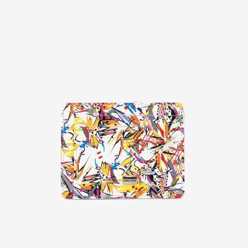 Husa documente ENZO NORI YAN piele naturala galben cu imprimeu