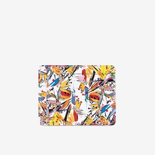 Husa documente ENZO NORI YAN piele naturala galben cu imprimeu