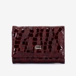 Portofel dama ENZO NORI model CANDY din piele naturala burgundy print