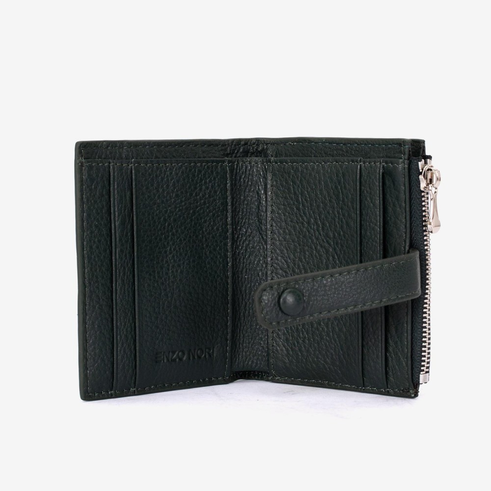 Portofel dama ENZO NORI model LIDIA din piele naturala verde