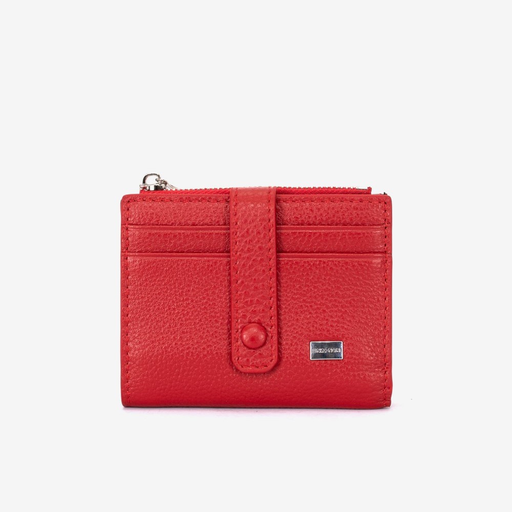 Portofel dama ENZO NORI model LIDIA din piele naturala rosu