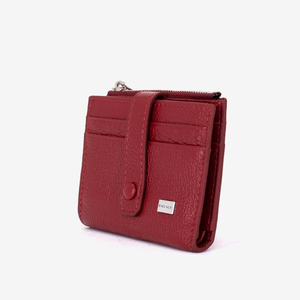 Portofel dama ENZO NORI model LIDIA din piele naturala rosu inchis