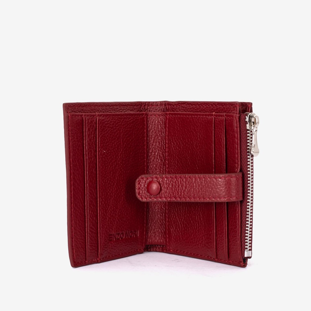 Portofel dama ENZO NORI model LIDIA din piele naturala rosu inchis