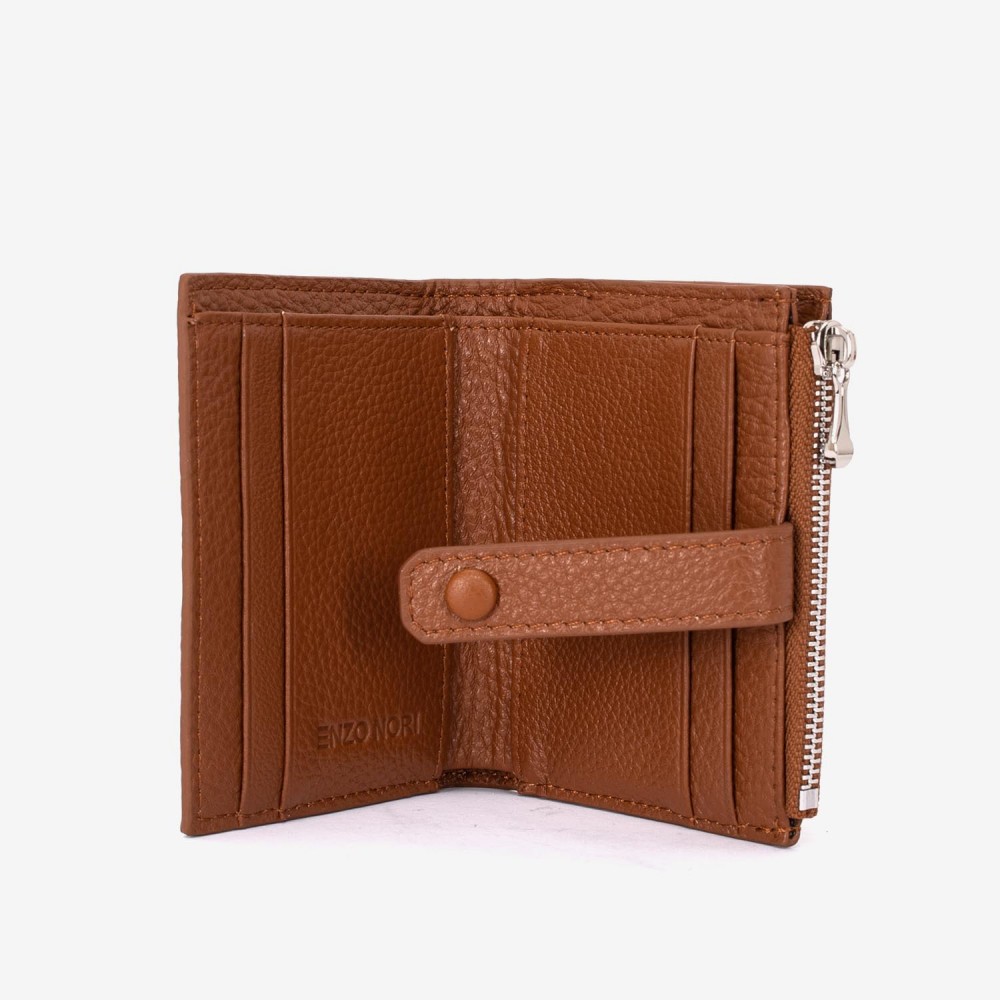 Portofel dama ENZO NORI model LIDIA din piele naturala maro