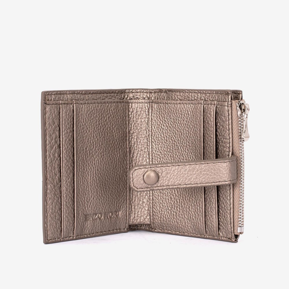 Portofel dama ENZO NORI model LIDIA din piele naturala bronz