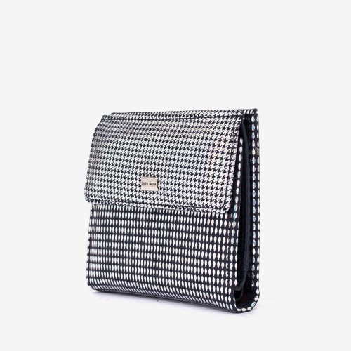 Portofel dama ENZO NORI model AMELY din piele naturală silver-negru