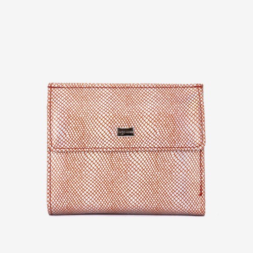 Portofel dama ENZO NORI model AMELY din piele naturală  silver-orange