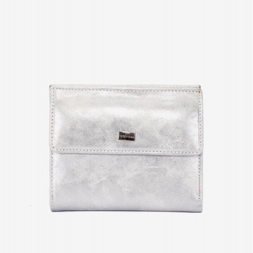 Portofel dama ENZO NORI model AMELY din piele naturală silver-alb