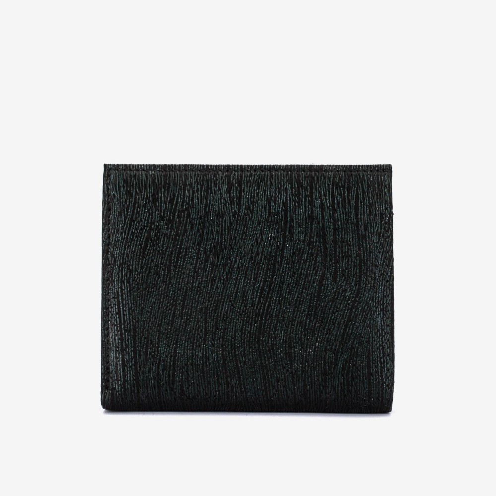 Portofel dama ENZO NORI model AMELY din piele naturală gravură cu laser verde închis-negru