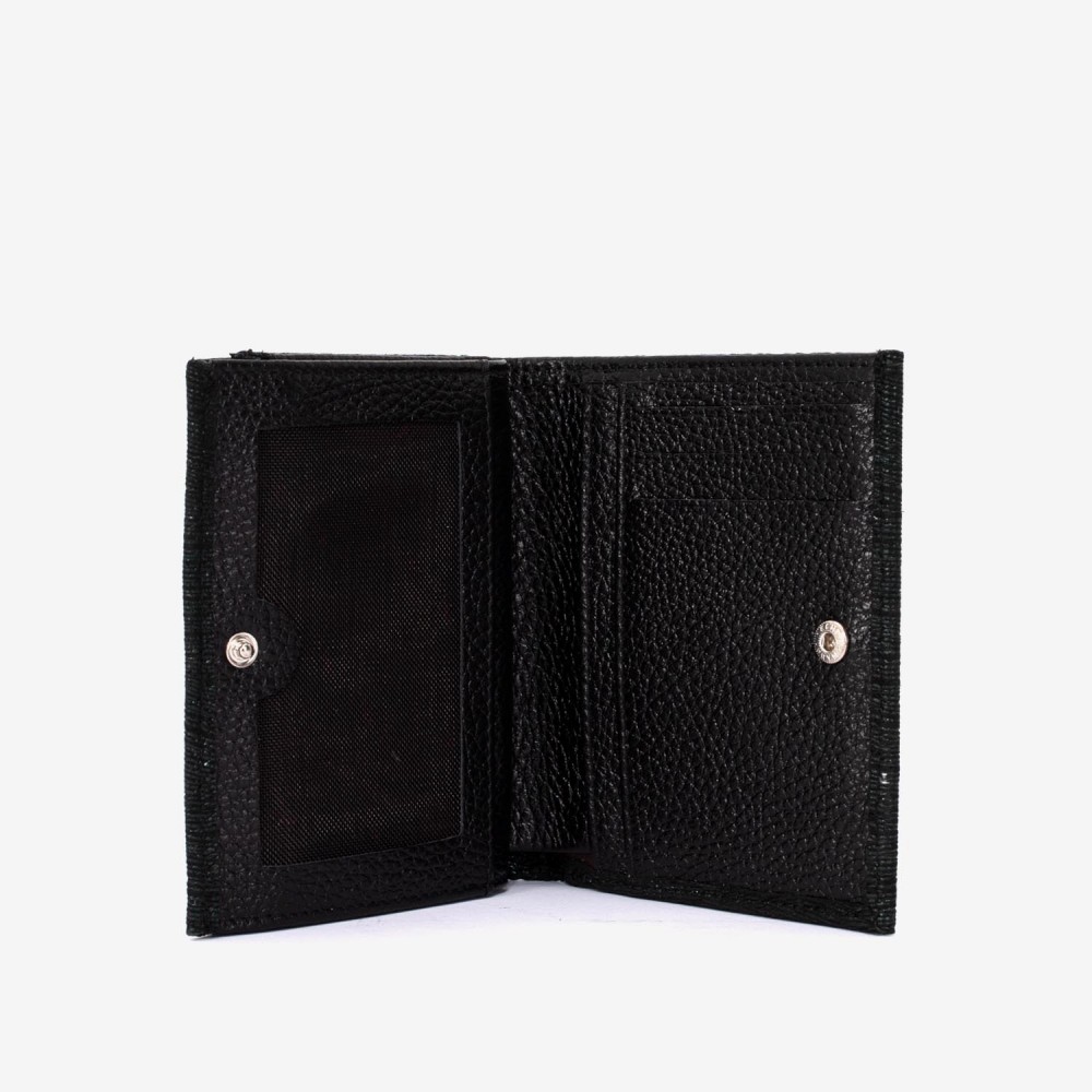 Portofel dama ENZO NORI model AMELY din piele naturală gravură cu laser verde închis-negru