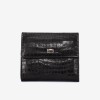 Portofel dama ENZO NORI model AMELY din piele naturală  negru croco - Imagine 1