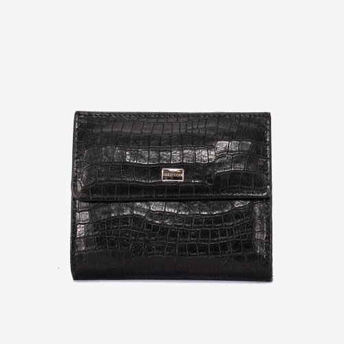 Portofel dama ENZO NORI model AMELY din piele naturală  negru croco