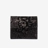 Portofel dama ENZO NORI model AMELY din piele naturală negru cu flori - Imagine 1