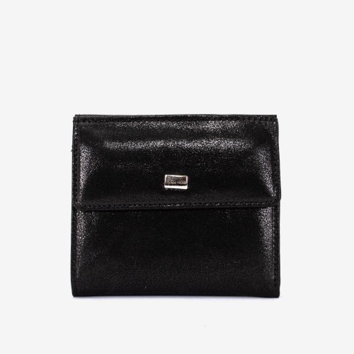 Portofel dama ENZO NORI model AMELY din piele naturală negru cu sclipici