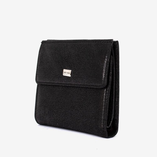 Portofel dama ENZO NORI model AMELY din piele naturală negru cu sclipici