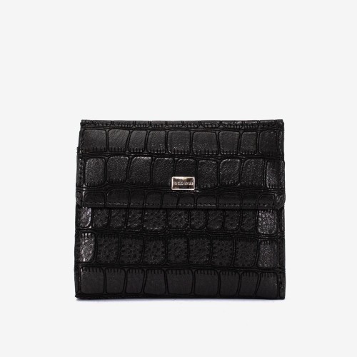 Portofel dama ENZO NORI model AMELY din piele naturală negru laser