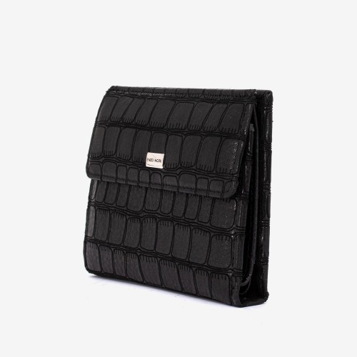 Portofel dama ENZO NORI model AMELY din piele naturală negru laser