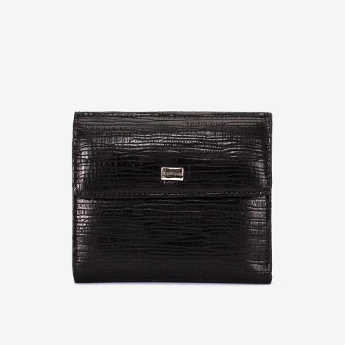 Portofel dama ENZO NORI model AMELY din piele naturală negru cu laser