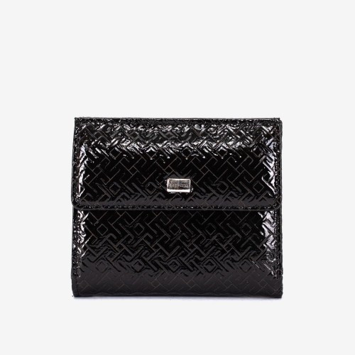 Portofel dama ENZO NORI model AMELY din piele naturală  lacuit negru