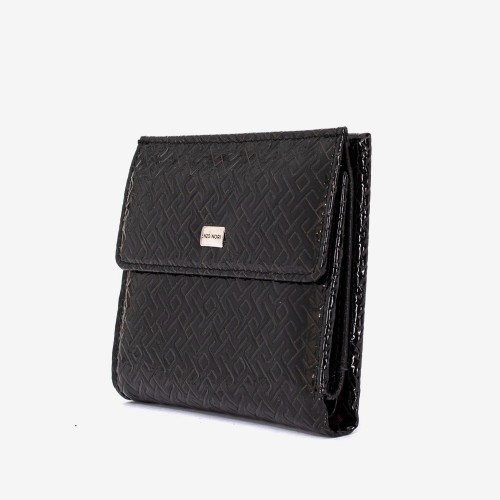 Portofel dama ENZO NORI model AMELY din piele naturală  lacuit negru