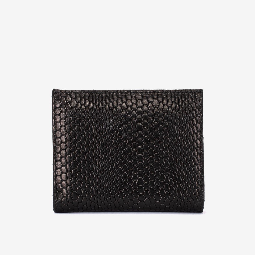 Portofel dama ENZO NORI model AMELY din piele naturală imprimeu șarpe negru