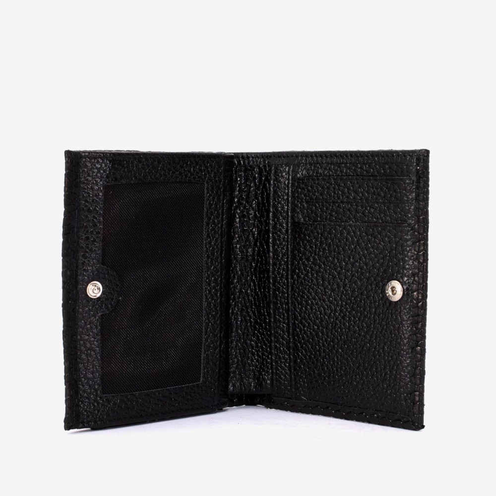 Portofel dama ENZO NORI model AMELY din piele naturală imprimeu șarpe negru