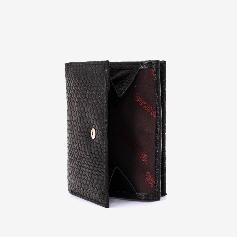 Portofel dama ENZO NORI model AMELY din piele naturală imprimeu șarpe negru