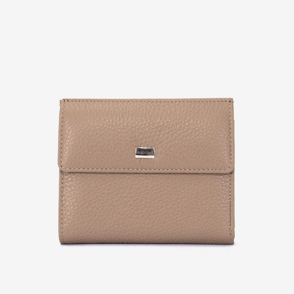 Portofel dama ENZO NORI model AMELY din piele naturală bej închis