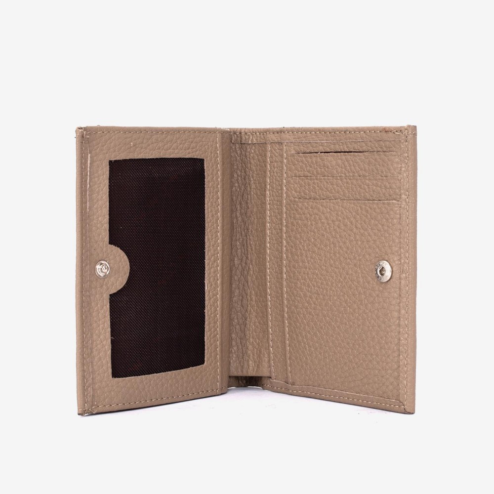 Portofel dama ENZO NORI model AMELY din piele naturală bej închis