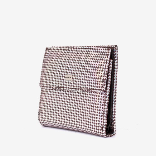 Portofel dama ENZO NORI model AMELY din piele naturală  silver-maro