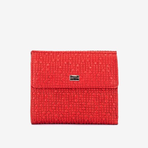 Portofel dama ENZO NORI model AMELY din piele naturală piele gofrată cu rosu