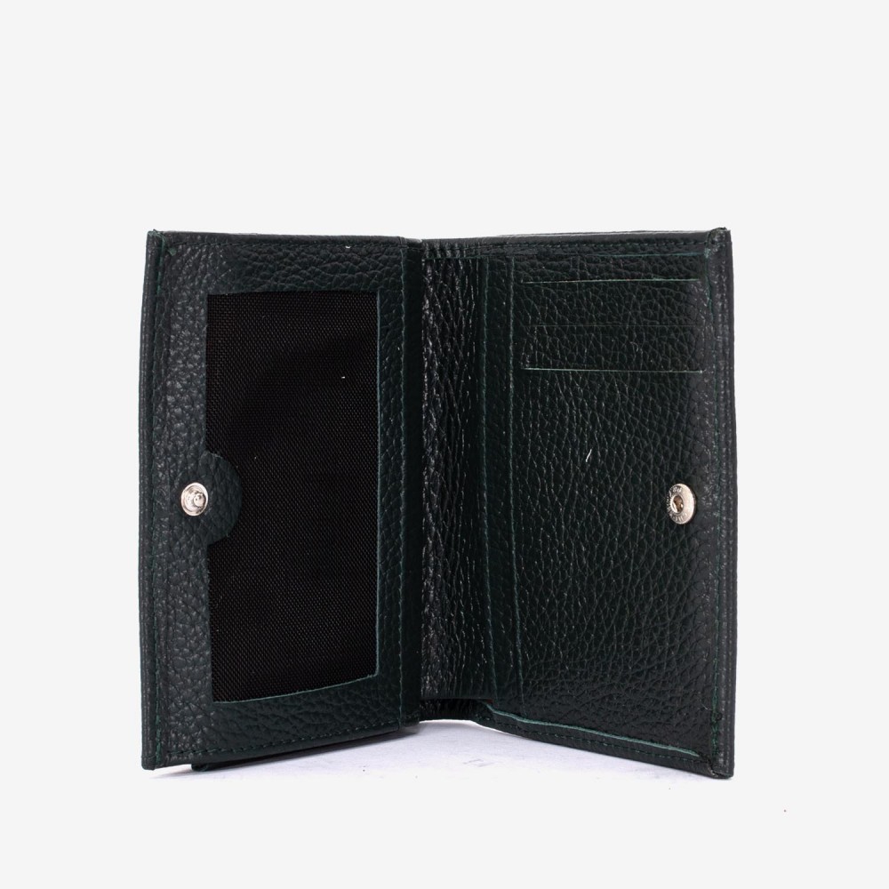 Portofel dama ENZO NORI model AMELY din piele naturală verde măsliniu închis