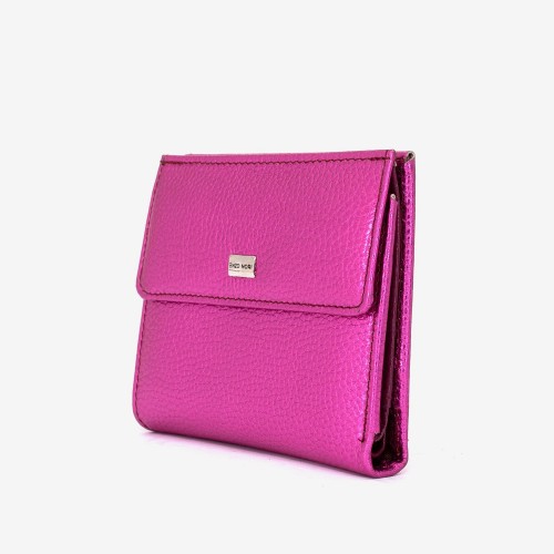 Portofel dama ENZO NORI model AMELY din piele naturală  roz metalic