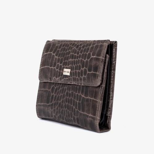 Portofel dama ENZO NORI model AMELY din piele naturală maro gri 