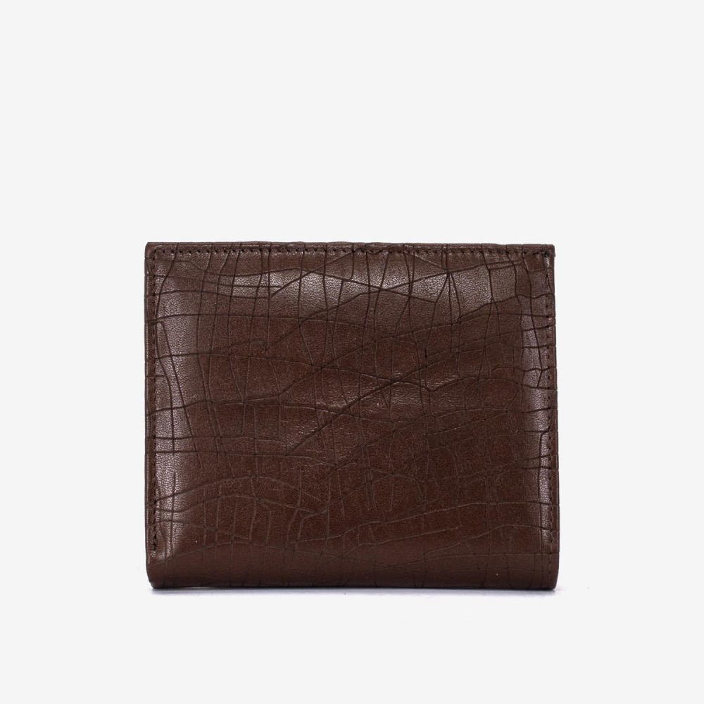 Portofel dama ENZO NORI model AMELY din piele naturală imprimare laser maro