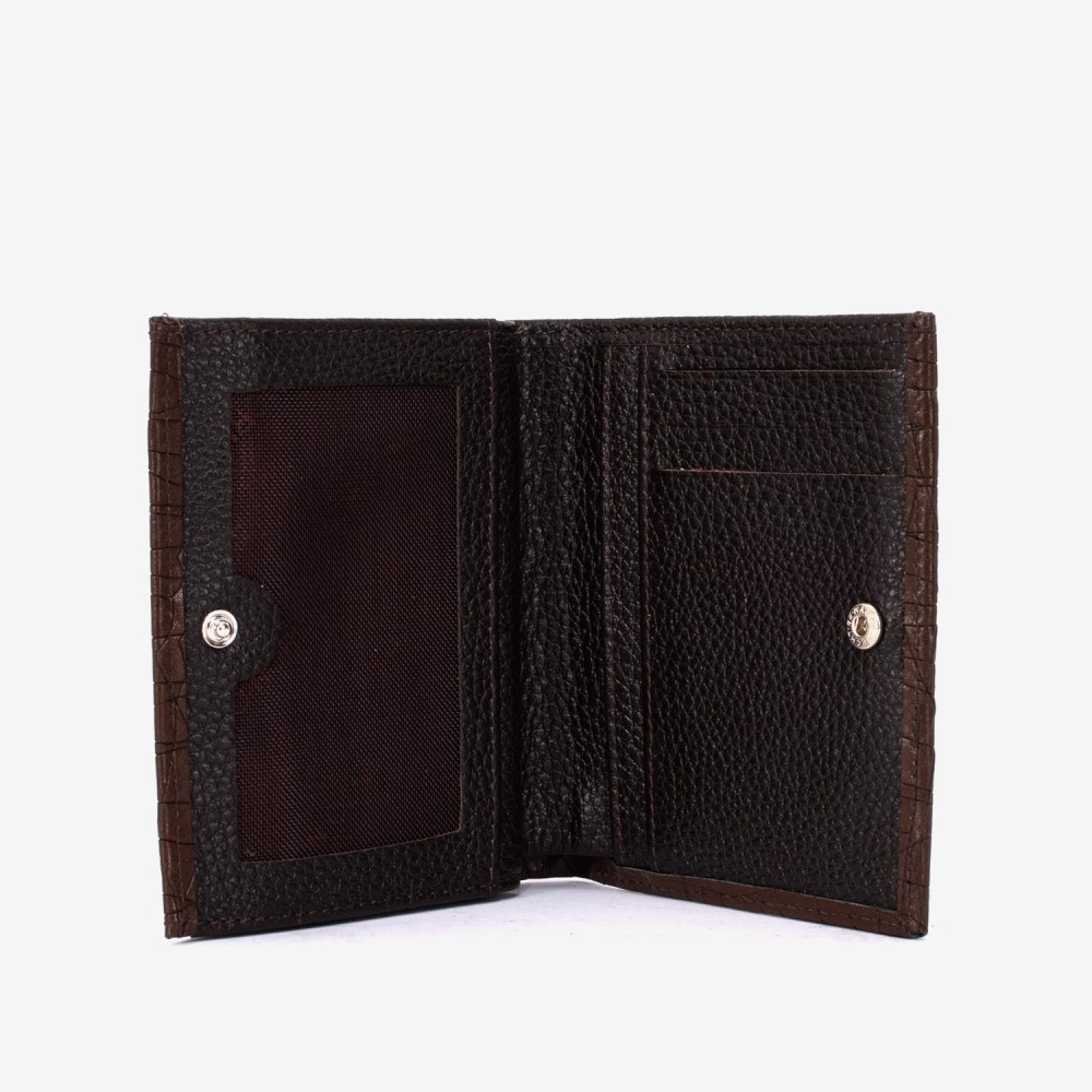 Portofel dama ENZO NORI model AMELY din piele naturală imprimare laser maro