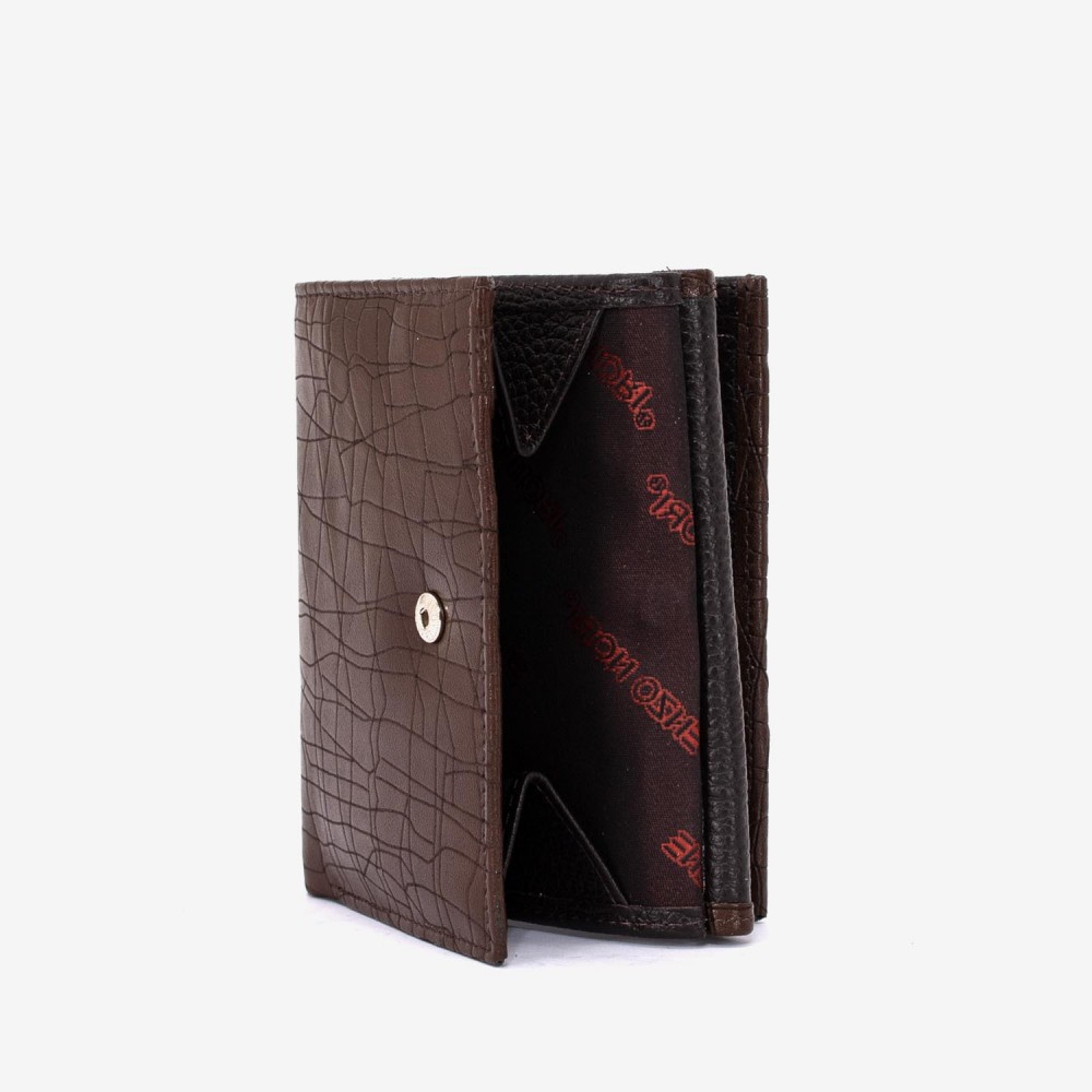 Portofel dama ENZO NORI model AMELY din piele naturală imprimare laser maro