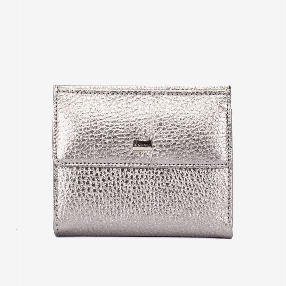 Portofel dama ENZO NORI model AMELY din piele naturală argintiu