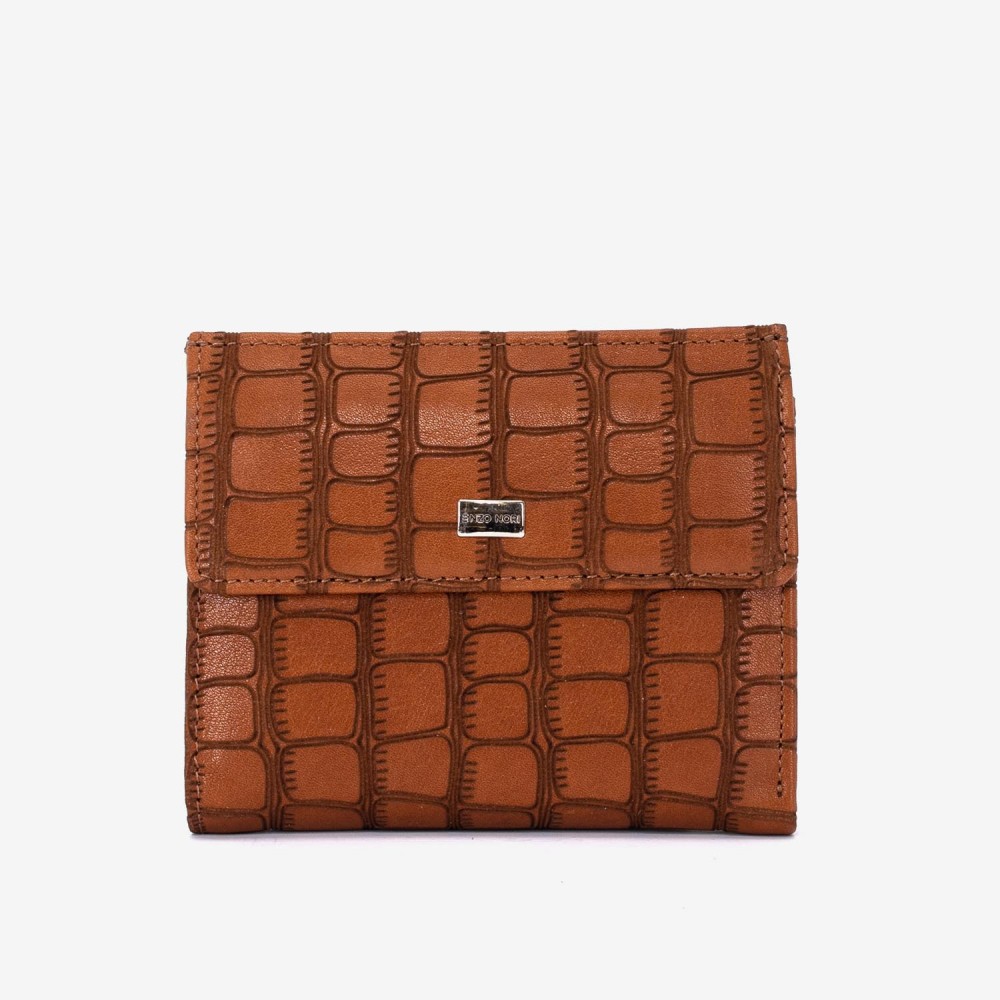 Portofel dama ENZO NORI model AMELY din piele naturală maro deschis