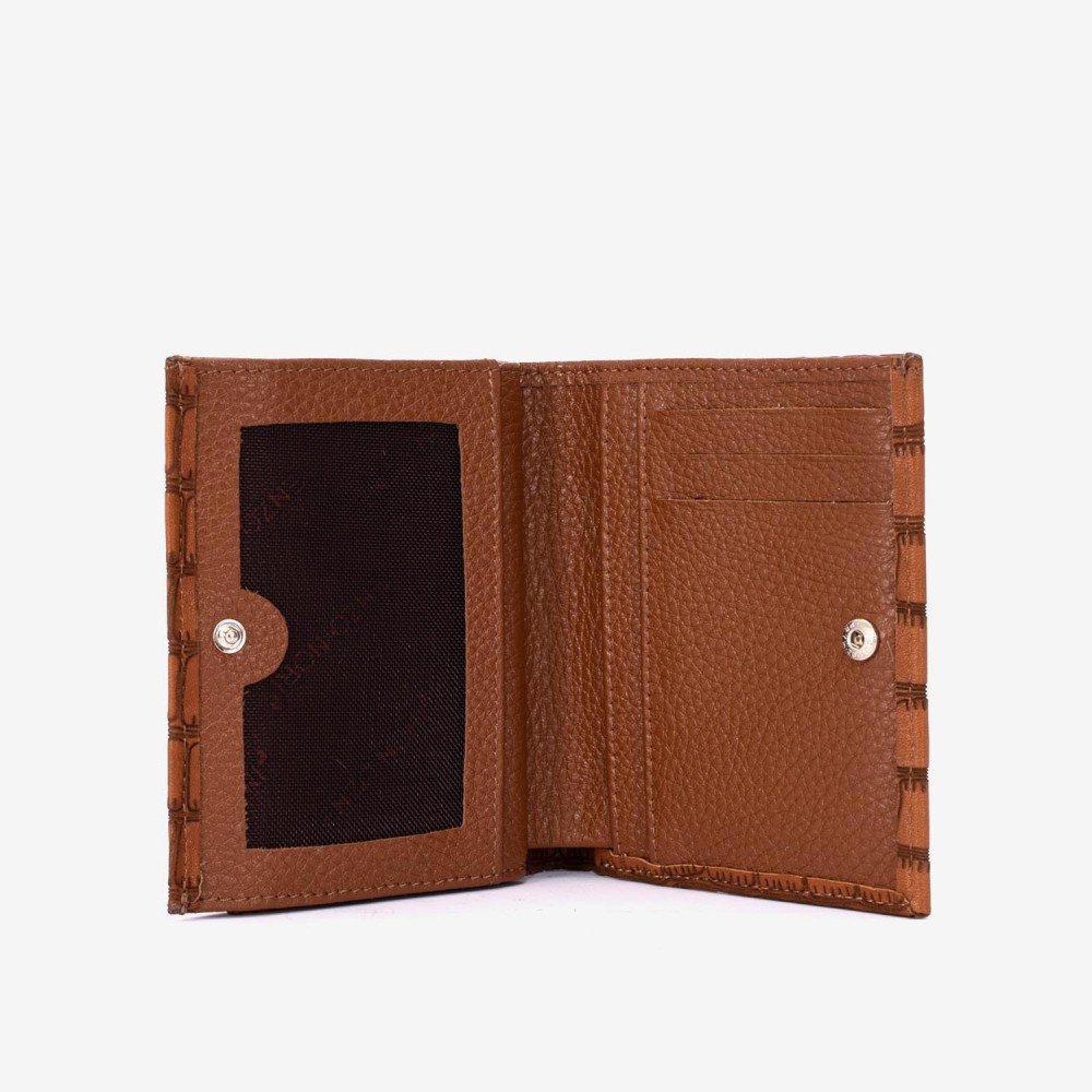 Portofel dama ENZO NORI model AMELY din piele naturală maro deschis