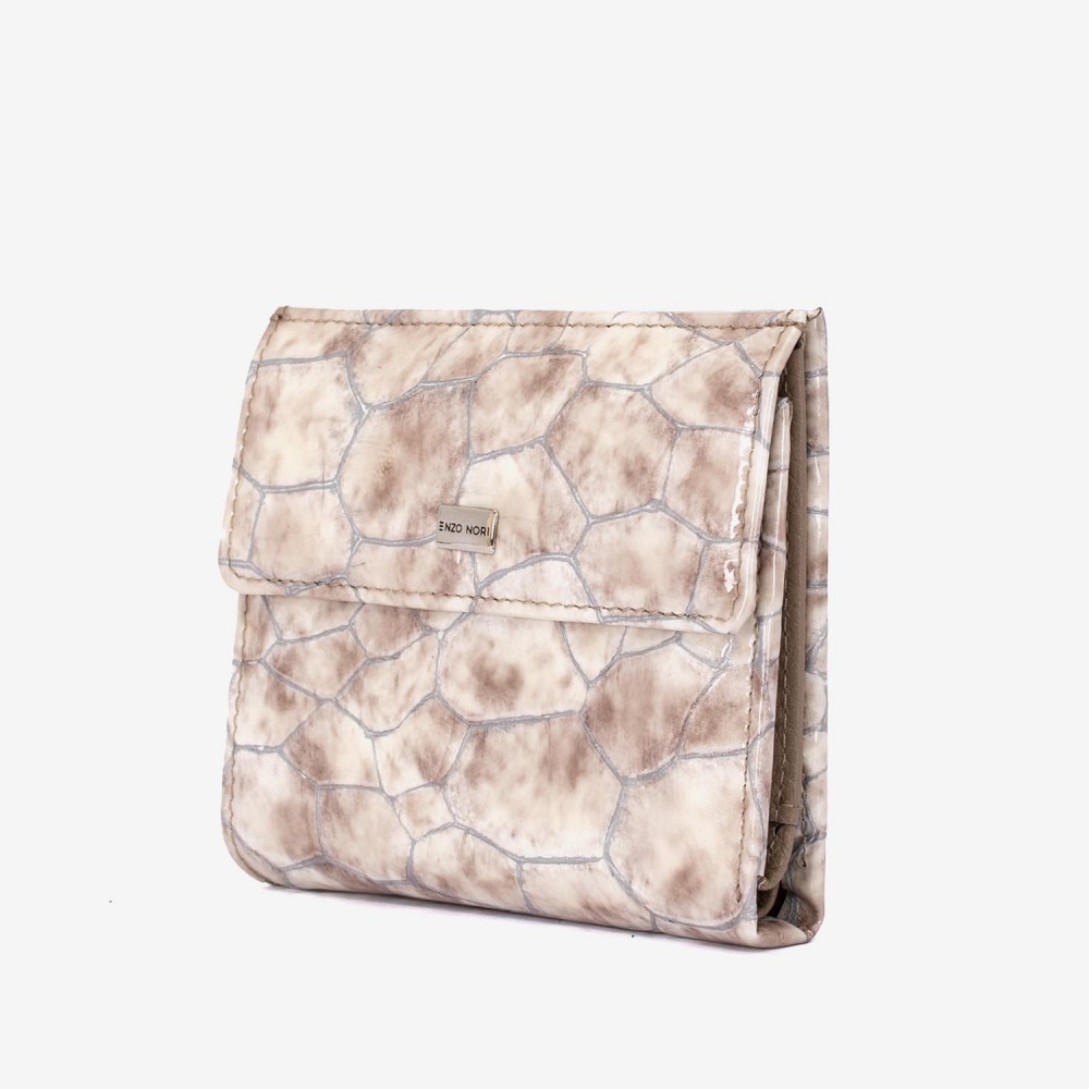 Portofel dama ENZO NORI model AMELY din piele naturala nuanță ecrou lac