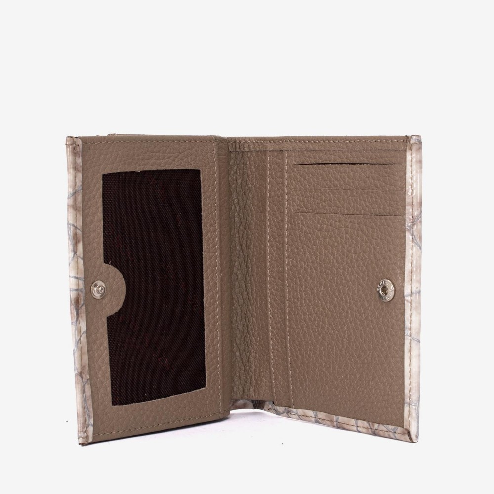 Portofel dama ENZO NORI model AMELY din piele naturala nuanță ecrou lac