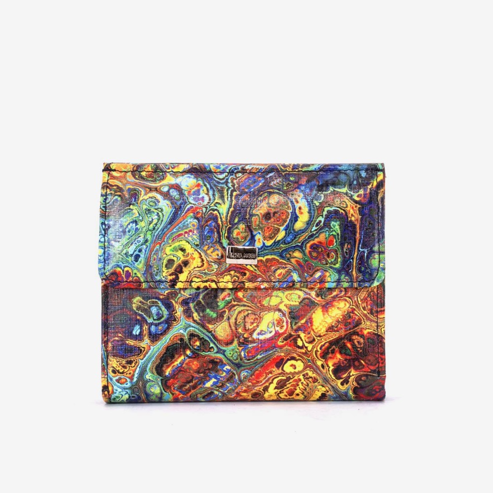 Portofel dama ENZO NORI model AMELY din piele naturala imprimare multicoloră