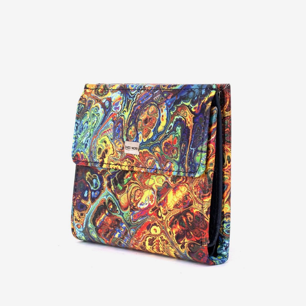 Portofel dama ENZO NORI model AMELY din piele naturala imprimare multicoloră